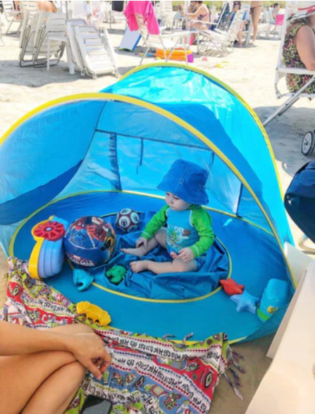 Tente de plage pour bébé avec piscine intégrée – Aire de jeu et protection solaire