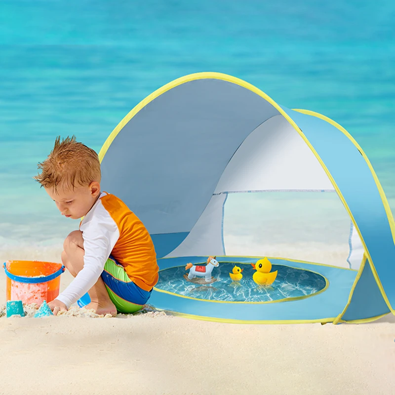 Tente de plage pour bébé avec piscine intégrée – Aire de jeu et protection solaire