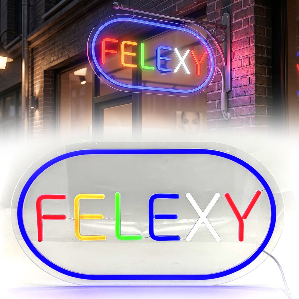 Panneau LED néon “FELEXY” pour vitrine – Enseigne lumineuse moderne et colorée