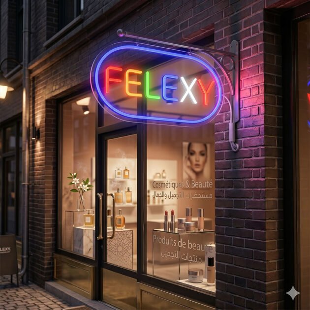Panneau LED néon “FELEXY” pour vitrine – Enseigne lumineuse moderne et colorée