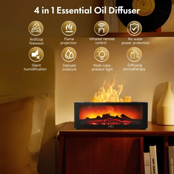 Humidificateur d’air effet flamme 7 couleurs – Ambiance chaleureuse et air purifié