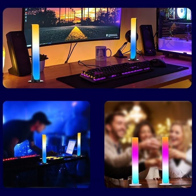 Barres LED RGB 2PCS synchronisées avec la musique – Éclairage dynamique intelligent