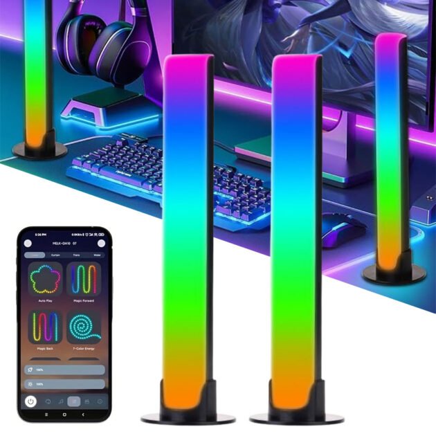 Barres LED RGB 2PCS synchronisées avec la musique – Éclairage dynamique intelligent