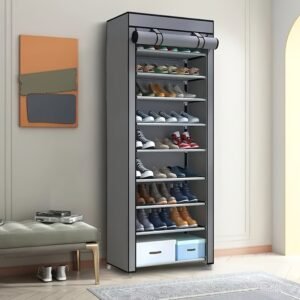Étagère à chaussures 9 niveaux avec couvercle anti-poussière – Rangement grande capacité