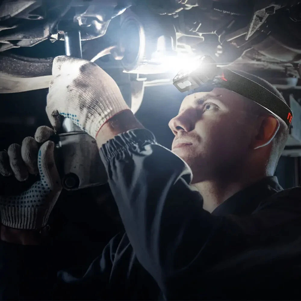 Lampe frontale LED rechargeable SQ-818-UV avec lumière UV – Éclairage mains libres puissant