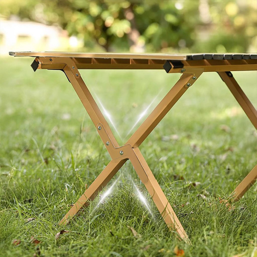 Table de camping pliante en aluminium design bois – Légère, résistante et portable