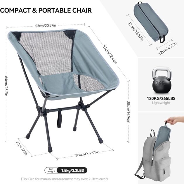 Chaise de camping pliante ultra-légère avec pochette – Confort et mobilité partout