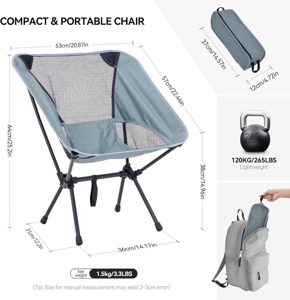 Chaise de camping pliante ultra-légère avec pochette – Confort et mobilité partout