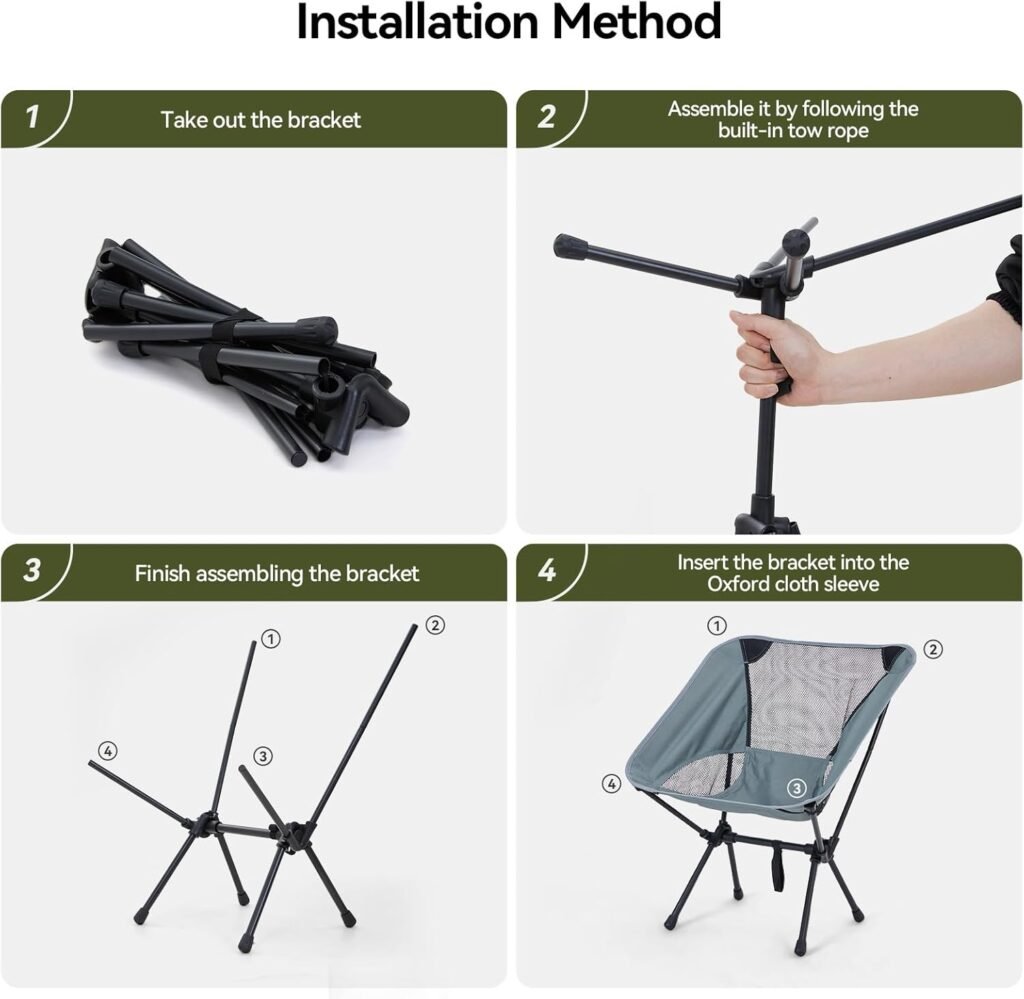 Chaise de camping pliante ultra-légère avec pochette – Confort et mobilité partout