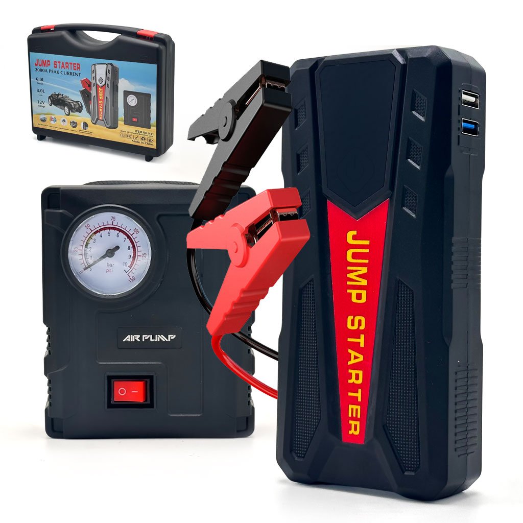 Jump Starter et Compresseur d'Air 2-en-1 pour Voitures – Puissance Ultime & Sécurité en Toutes Circonstances