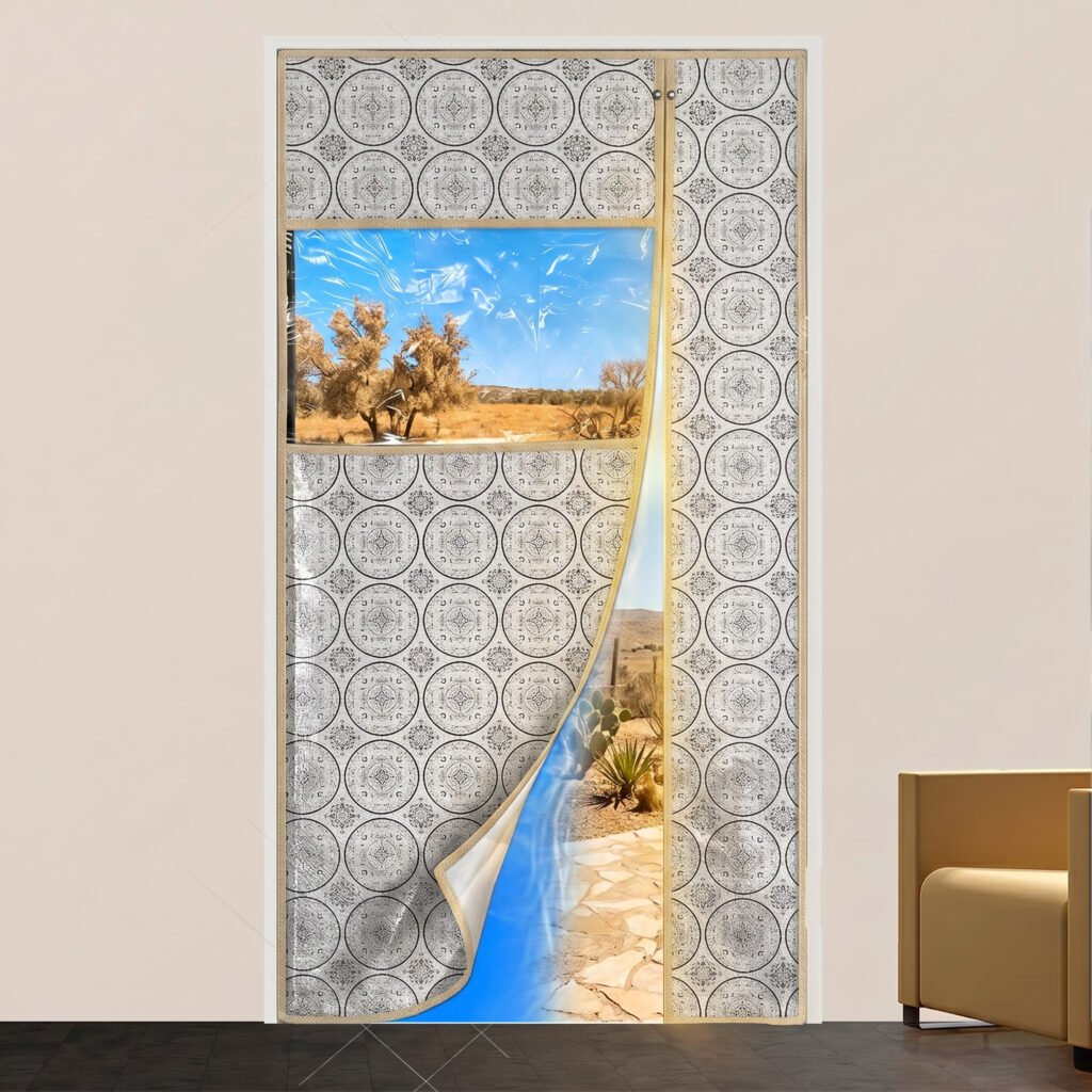 Rideau de Porte Thermique Isolant avec Fenêtre PVC – Isolation Efficace & Confort Optimal Toute l’Année