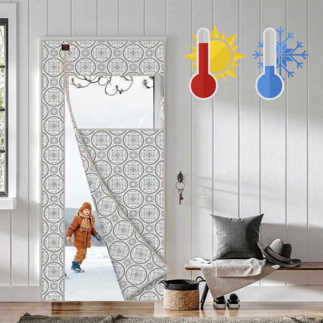Rideau de Porte Thermique Isolant avec Fenêtre PVC – Isolation Efficace & Confort Optimal Toute l’Année