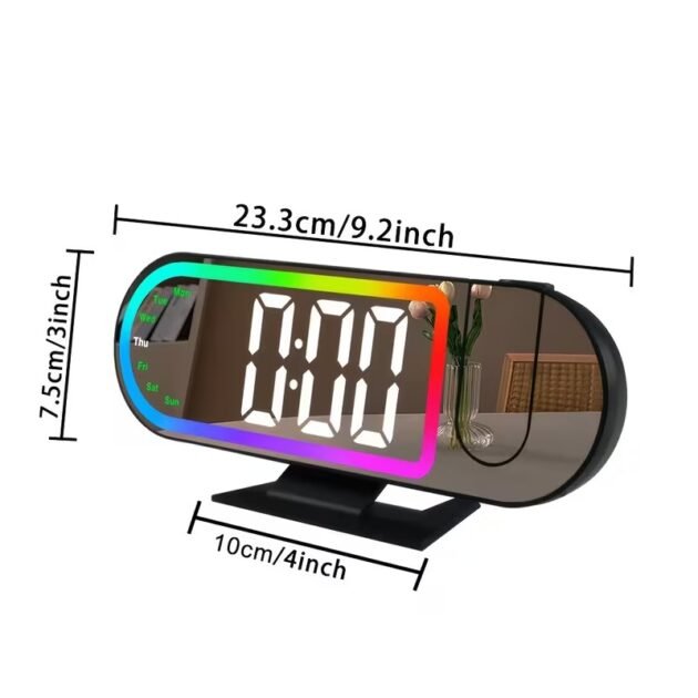 Réveil Numérique avec Projection LED et Miroir RGB – Réveil Intelligent & Design Moderne pour Votre Confort