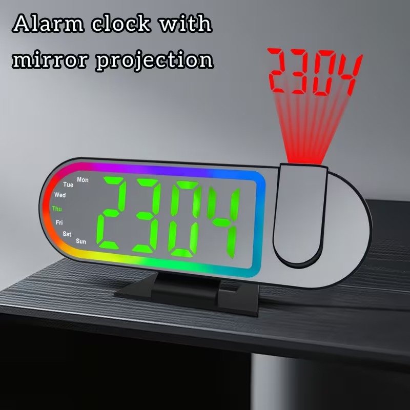 Réveil Numérique avec Projection LED et Miroir RGB – Réveil Intelligent & Design Moderne pour Votre Confort