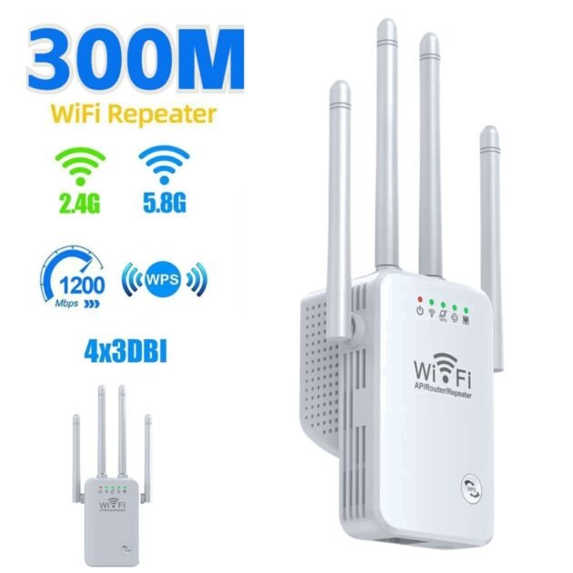 Répéteur WiFi 300 Mbps 2.4G avec 4 Antennes – Amplificateur de Signal sans Fil pour Maison