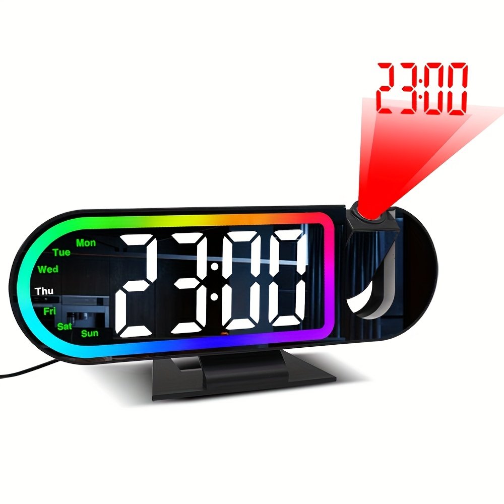 Réveil Numérique avec Projection LED et Miroir RGB – Réveil Intelligent & Design Moderne pour Votre Confort