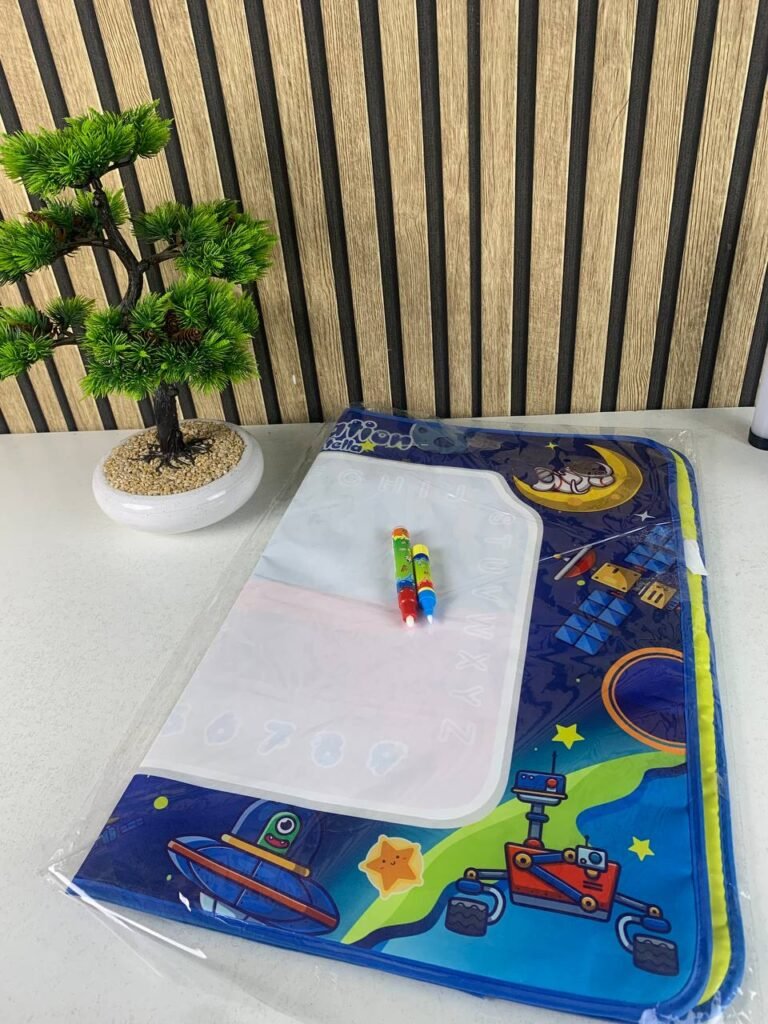 Tapis de dessin à eau réutilisable pour enfants avec zone éducative alphanumérique – Créativité sans saleté