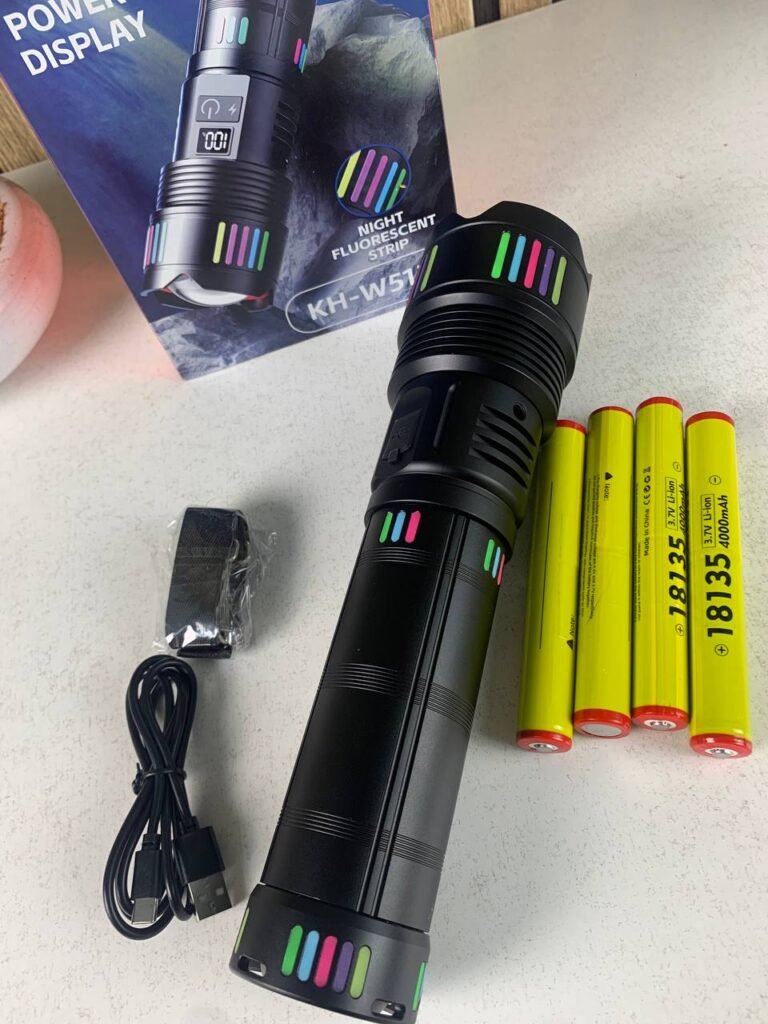 Lampe torche tactique ultra-puissante 2000 lumens – Portée 600m avec batterie haute capacité