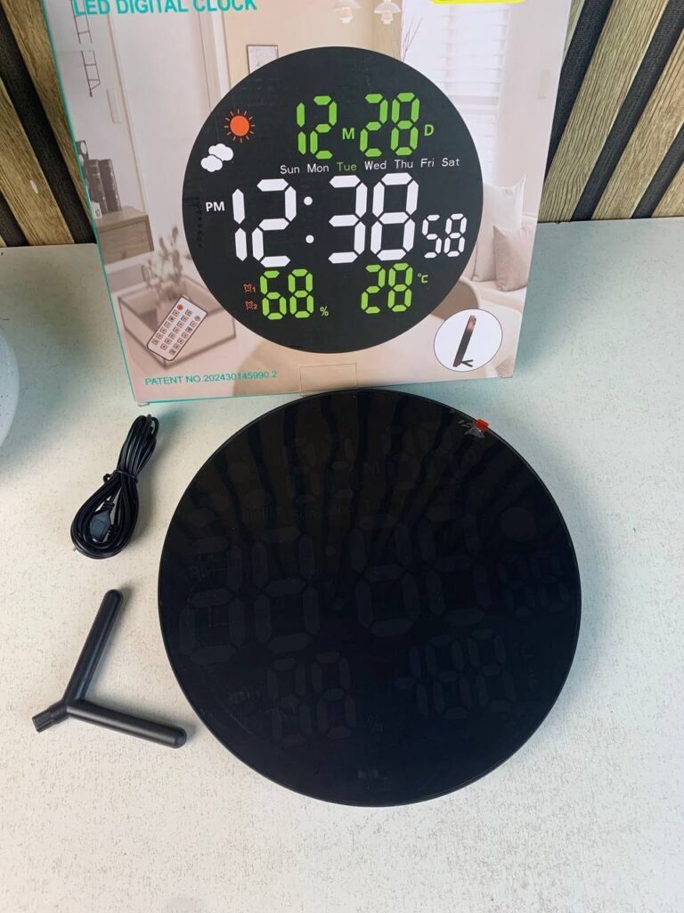 Horloge murale LED ronde DS-3853L avec télécommande – Affichage numérique moderne