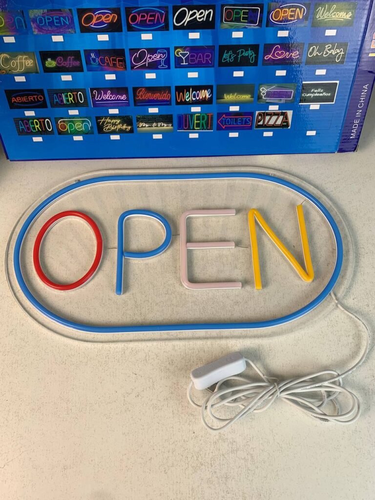 Panneau LED néon “OPEN” pour vitrine – Signal lumineux moderne et attractif