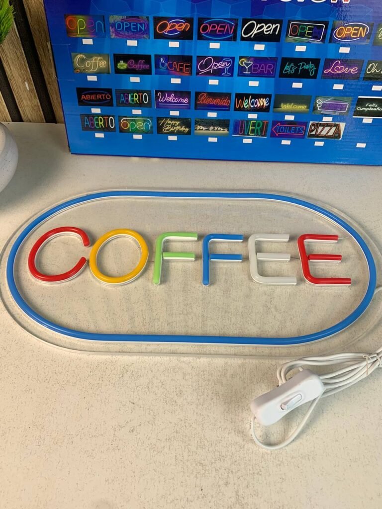 Panneau LED néon “COFFEE” pour vitrine – Enseigne lumineuse moderne et élégante