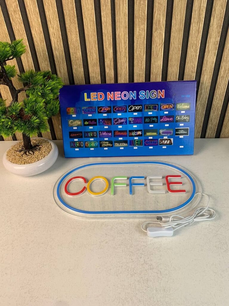 Panneau LED néon “COFFEE” pour vitrine – Enseigne lumineuse moderne et élégante