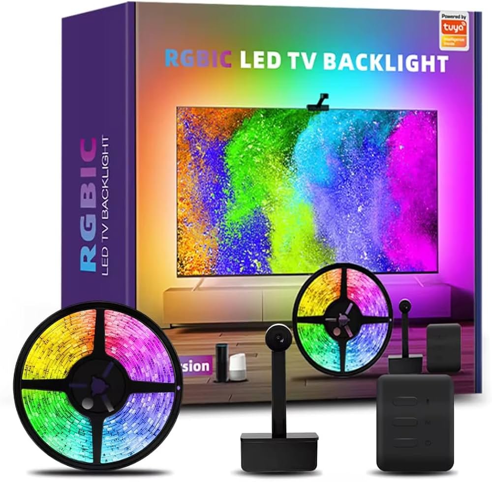 Rétroéclairage LED RGBIC Dynamique avec Synchronisation Intelligente des Couleurs