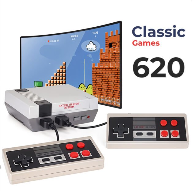 Mini console de jeux rétro 620 jeux intégrés avec 2 manettes – Console classique nostalgique
