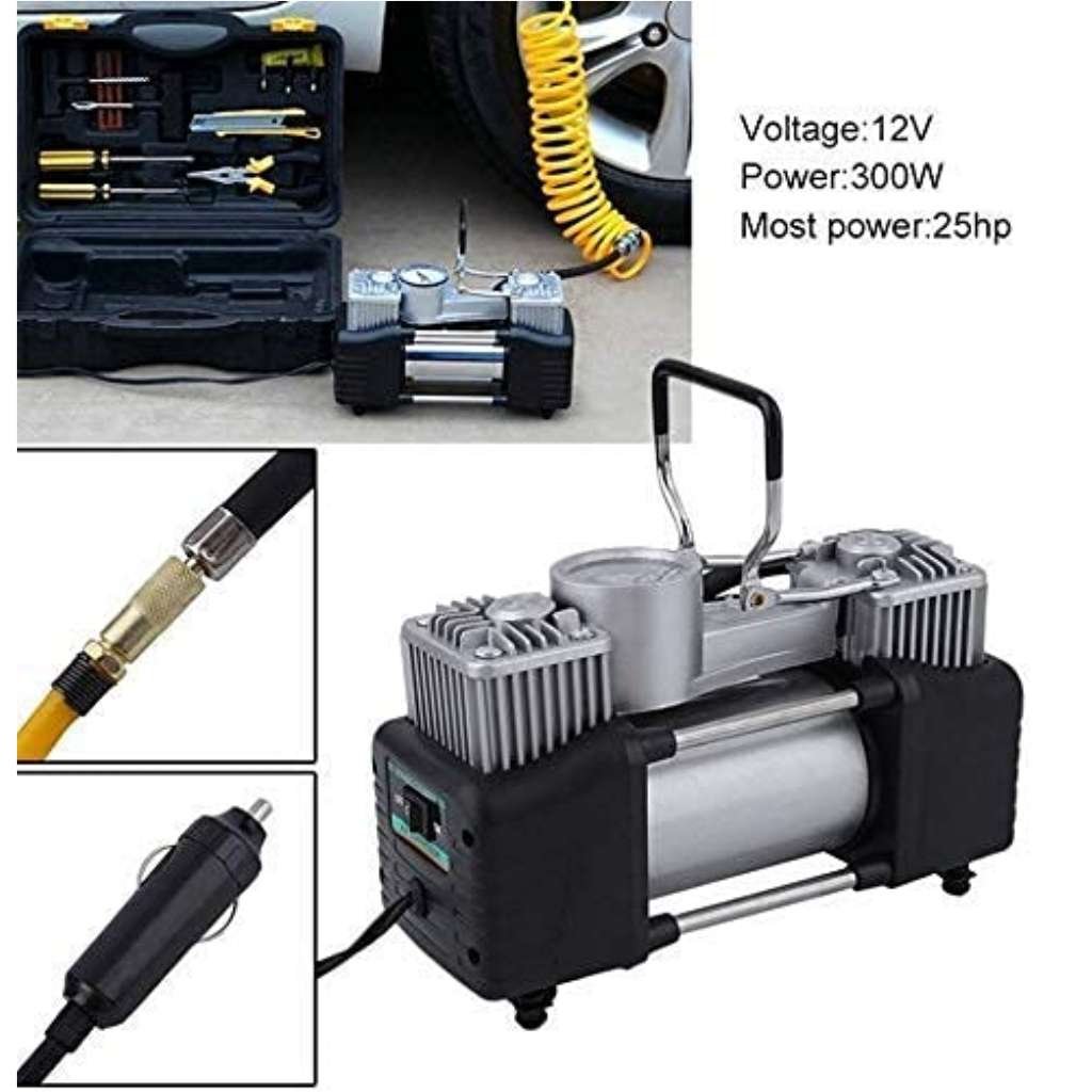 Compresseur d’Air Double Cylindre SHREESAMP avec Kit de réparation 12V 150PSI – Puissance Maximale pour Urgences & Voyage