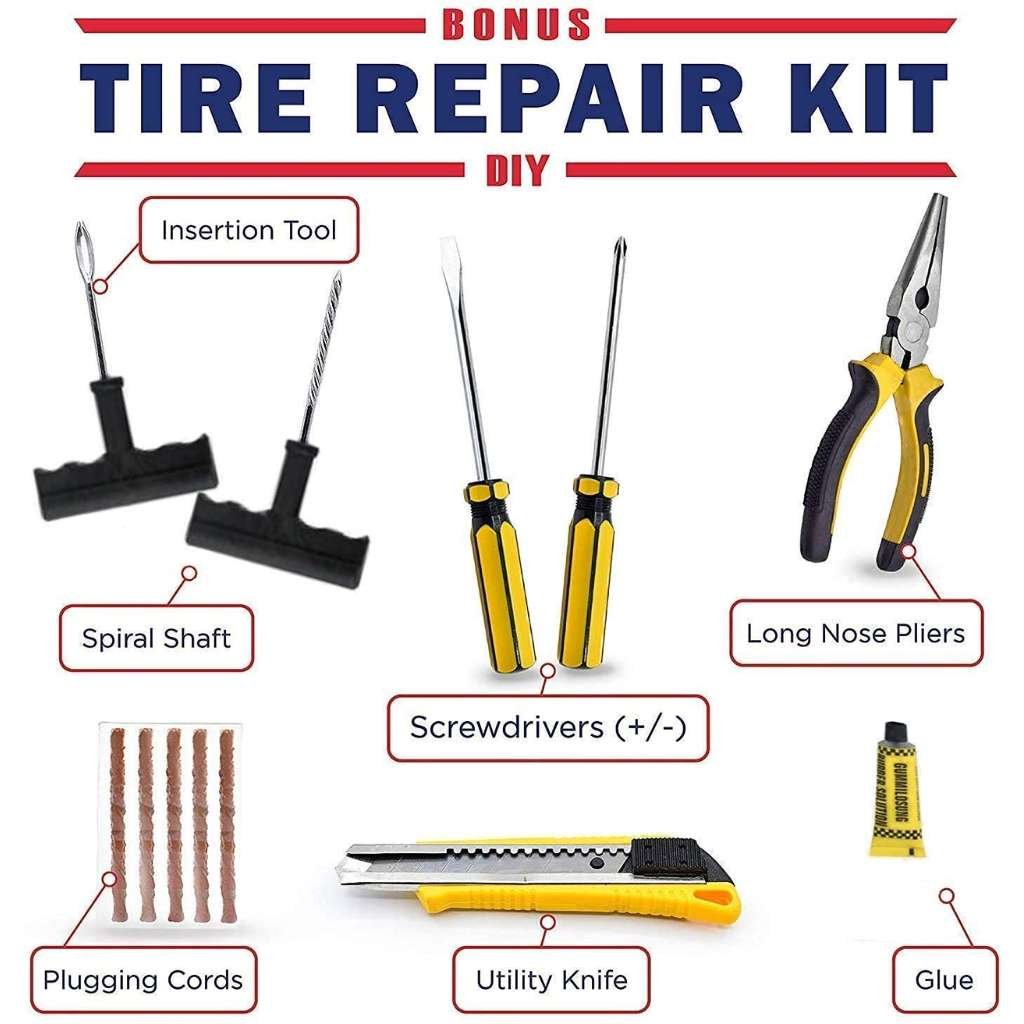 Compresseur d’Air Double Cylindre SHREESAMP avec Kit de réparation 12V 150PSI – Puissance Maximale pour Urgences & Voyage