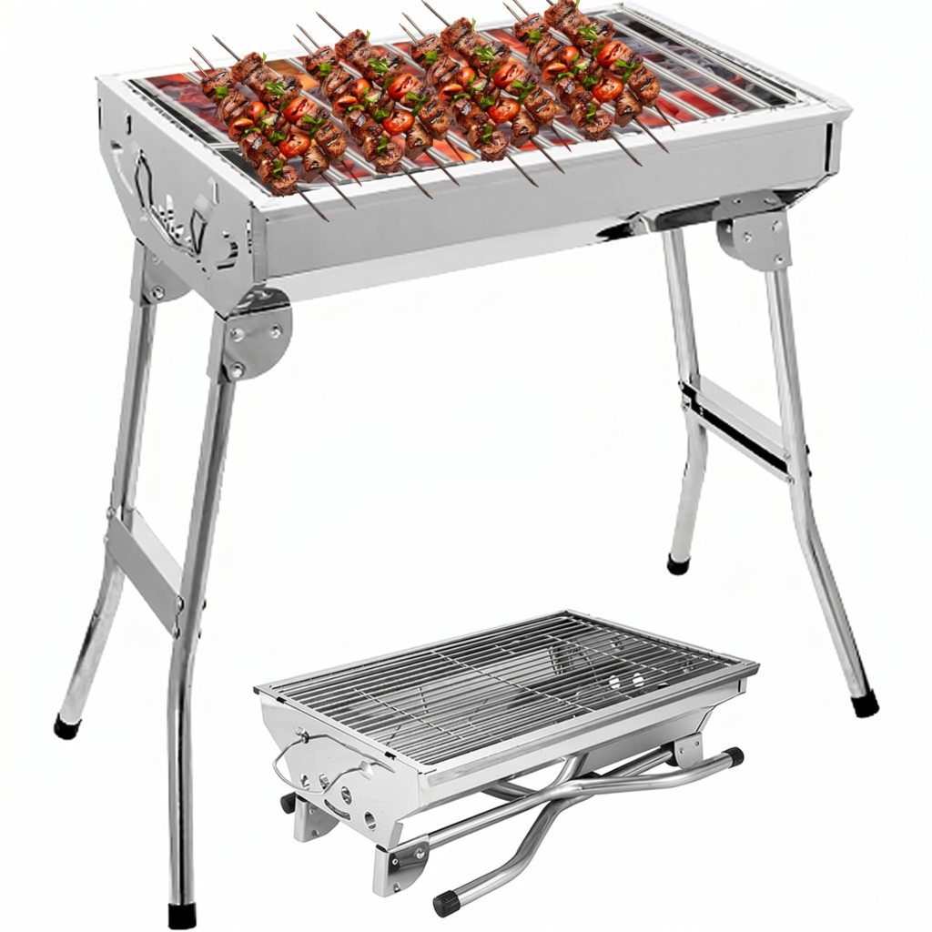 Barbecue Pliable en Acier Inoxydable pour Camping – Grillades Parfaites