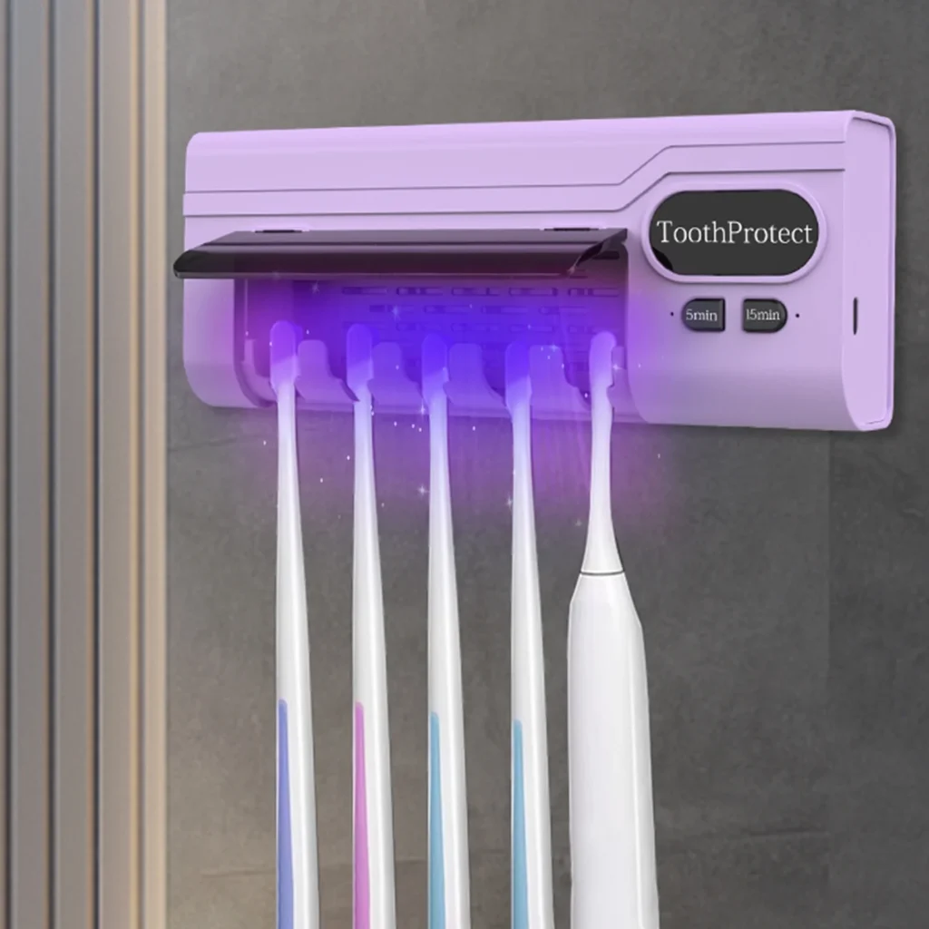 Désinfectant UV Intelligent & Support Brosse à Dents 5 Places – Hygiène Totale & Organisation Moderne