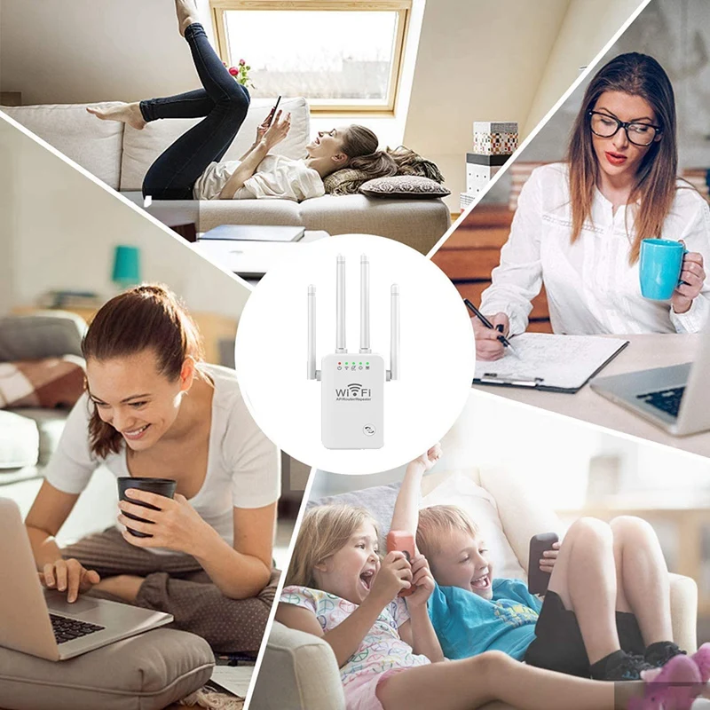 Répéteur WiFi 300 Mbps 2.4G avec 4 Antennes – Amplificateur de Signal sans Fil pour Maison