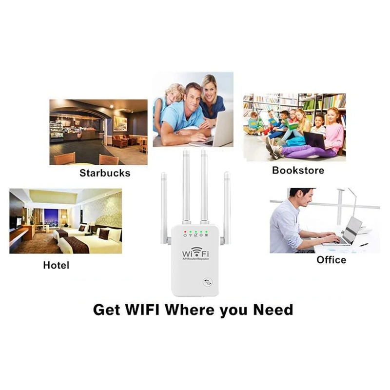 Répéteur WiFi 300 Mbps 2.4G avec 4 Antennes – Amplificateur de Signal sans Fil pour Maison