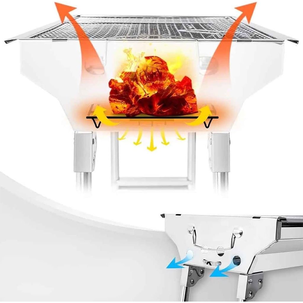 Barbecue Pliable en Acier Inoxydable pour Camping – Grillades Parfaites