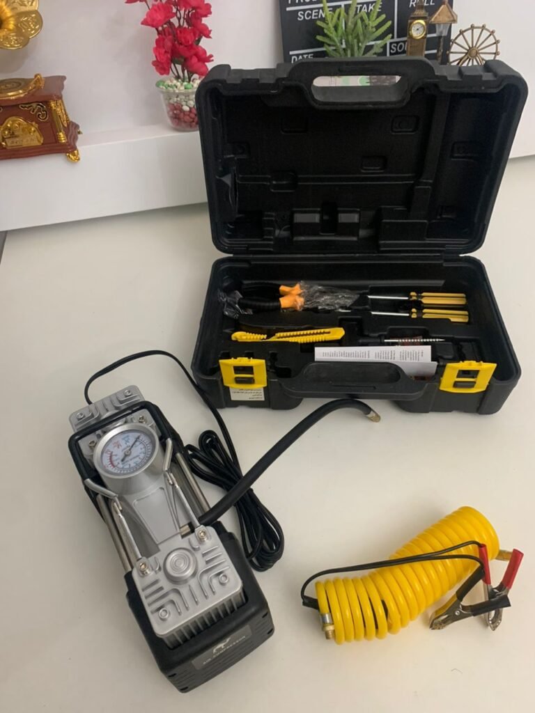 Compresseur d’Air Double Cylindre SHREESAMP avec Kit de réparation 12V 150PSI – Puissance Maximale pour Urgences & Voyage