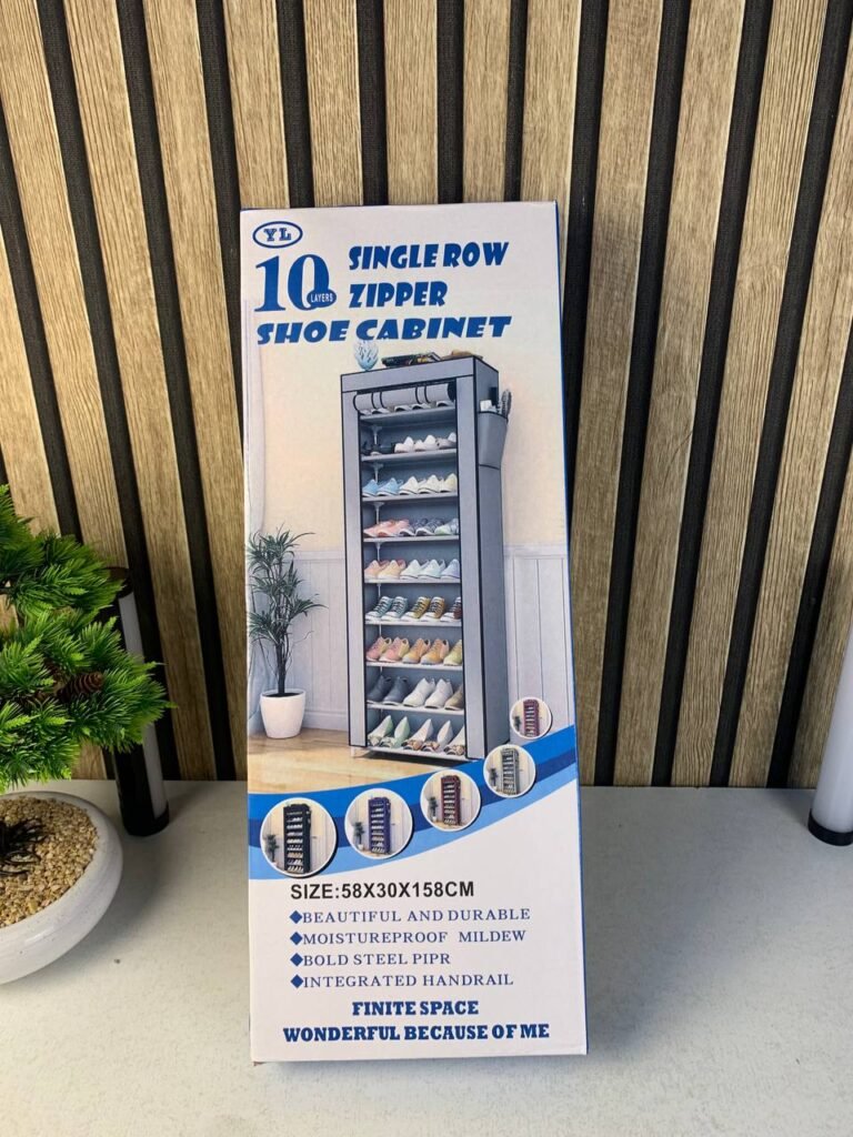 Étagère à chaussures à 10 niveaux avec couvercle anti-poussière – Organisation Maximale & Protection Totale