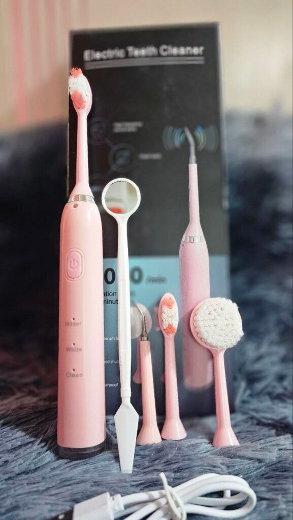 Brosse à Dents Ultrasons 3-en-1 Étanche IPX7 avec Charge USB – Nettoyage Puissant et Silencieux