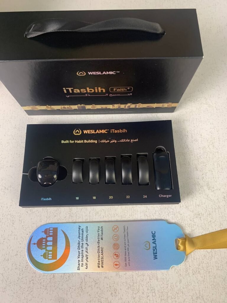 Anneau de Zikr Étanche iTasbih Faith+ Black – Restez connecté à votre spiritualité en toute simplicité