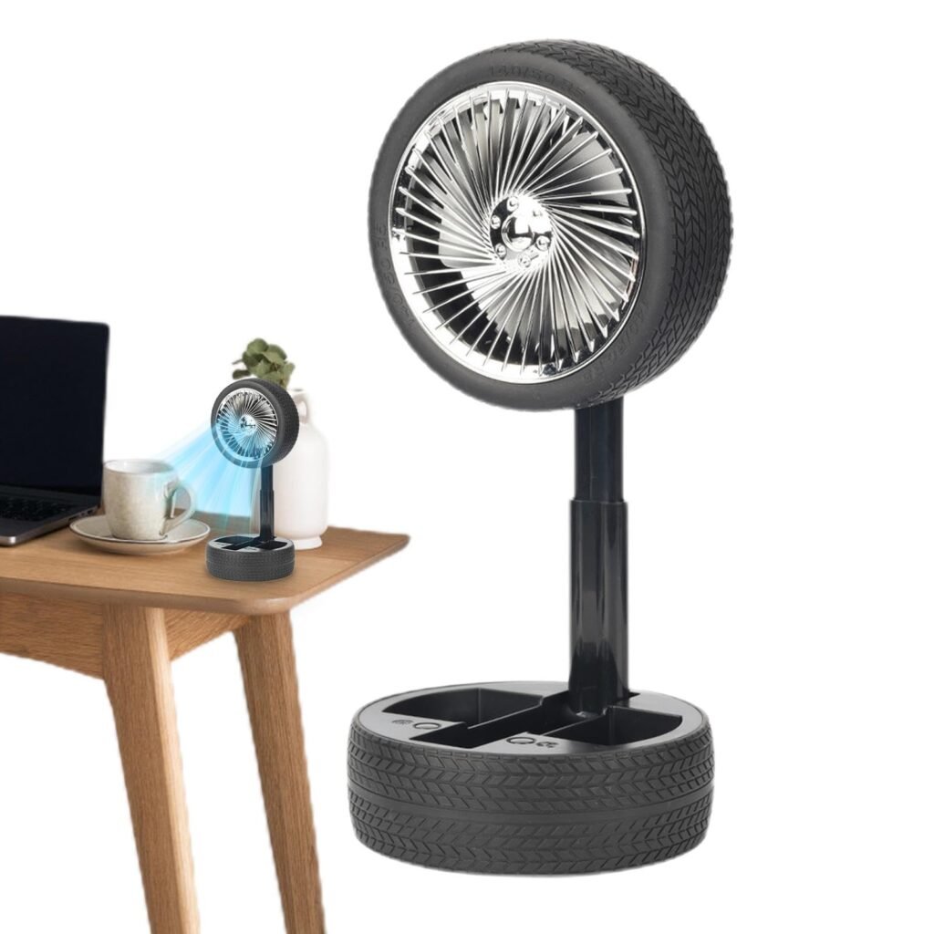Ventilateur Pliable et Portable Forme Roue Silencieux 3 Vitesses – Fraîcheur Compacte & Confort