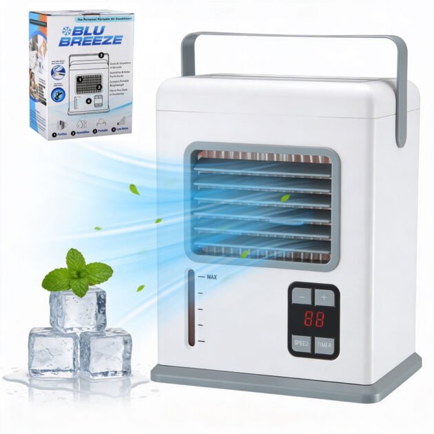 Refroidisseur d'Air Évaporatif Portable Blu Breeze – Fraîcheur instantanée أينما كنت