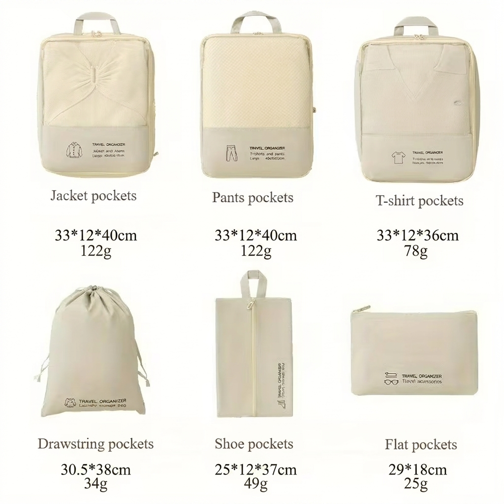 Kit de 6 Organisateurs de Voyage pour Valise – Voyagez organisé et sans stress