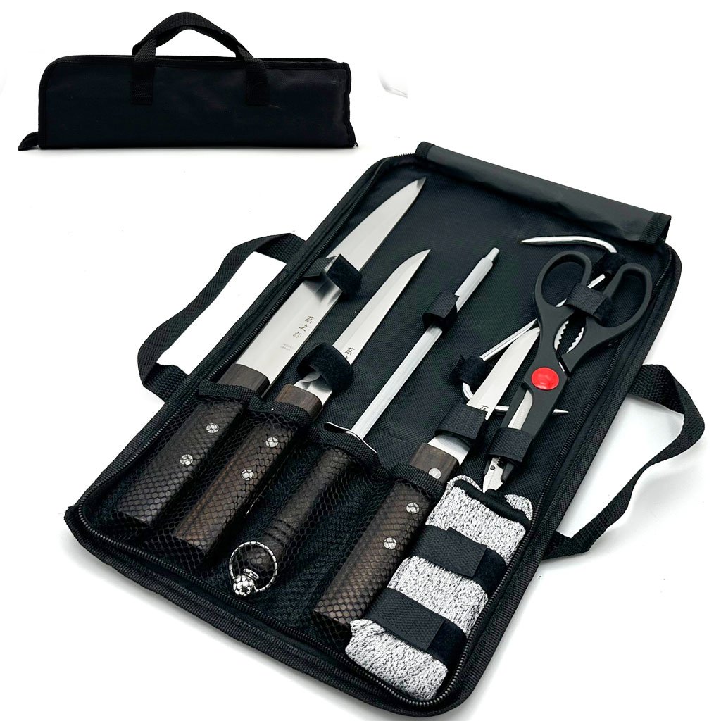 Kit de Couteaux de Luxe avec Manches en Bois 7Pcs – Élégance et précision pour une découpe parfaite