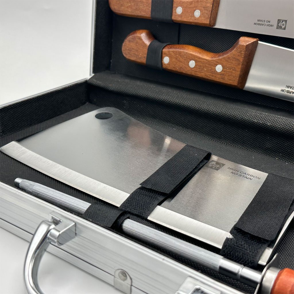 Coffret de Couteaux Professionnel avec Valise en Aluminium 9Pcs – Robustesse et performance haut de gamme