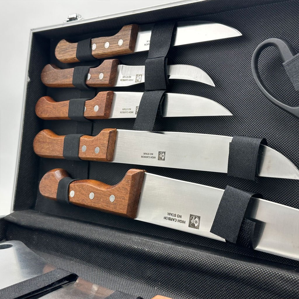 Coffret de Couteaux Professionnel avec Valise en Aluminium 9Pcs – Robustesse et performance haut de gamme