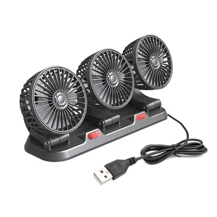 Ventilateur de Voiture USB Haute Vitesse 360° 3 Têtes – Fraîcheur totale pendant vos trajets