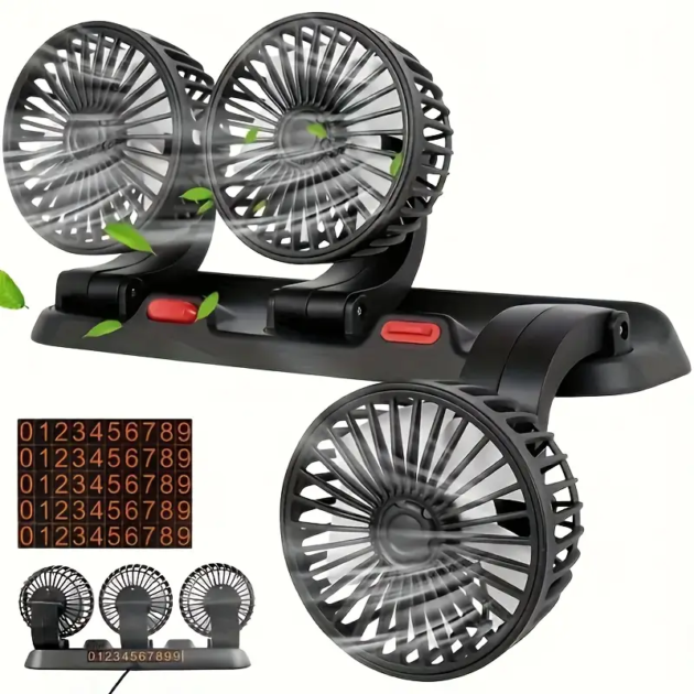 Ventilateur de Voiture USB Haute Vitesse 360° 3 Têtes – Fraîcheur totale pendant vos trajets