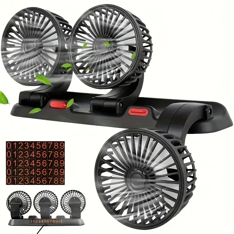 Ventilateur de Voiture USB Haute Vitesse 360° 3 Têtes – Fraîcheur totale pendant vos trajets