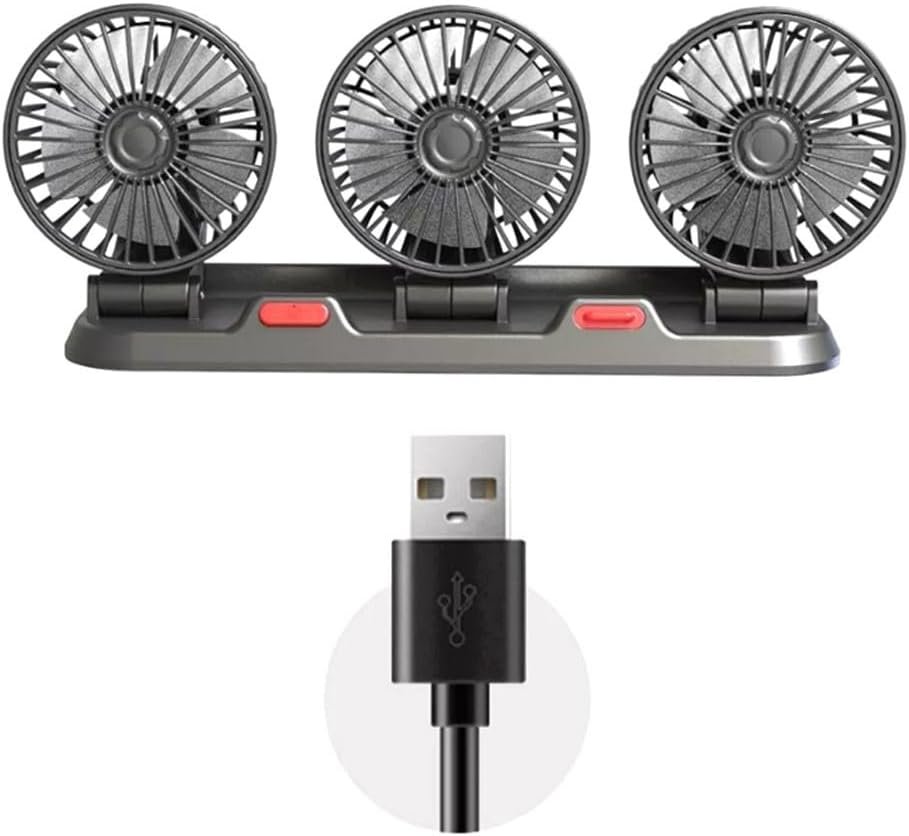 Ventilateur de Voiture USB Haute Vitesse 360° 3 Têtes – Fraîcheur totale pendant vos trajets