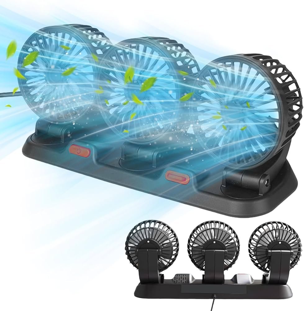 Ventilateur de Voiture USB Haute Vitesse 360° 3 Têtes – Fraîcheur totale pendant vos trajets